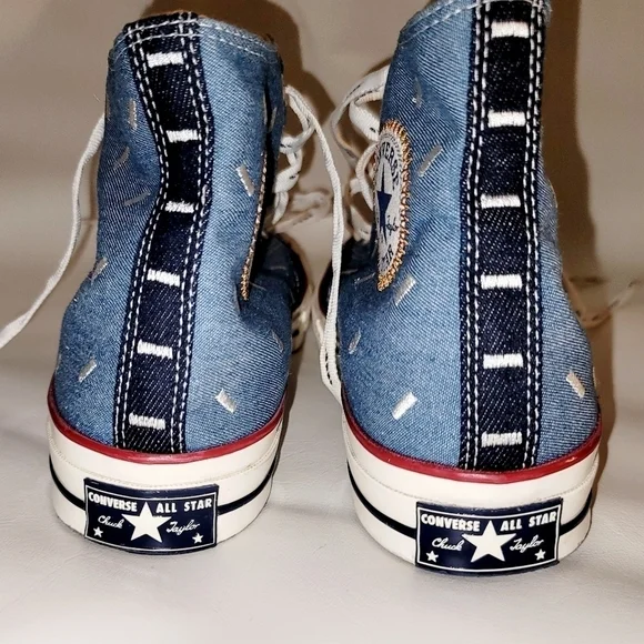 Chuck Taylor Denim  Men's High Top Converse Size 10.5 - Picture 4 of 8